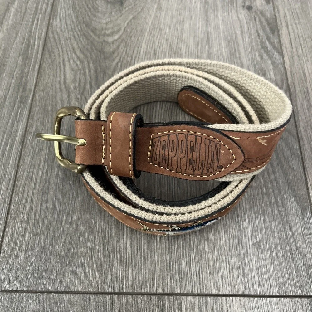 Zeppelin Canvas Leather Belt Brown Mens Sz 42